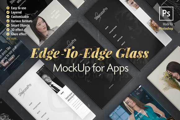 Download Edge-to-Edge Glass App Mockup