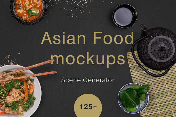 Download Free Asian Food Scene Generator Psd Mockup PSD Mockup Template