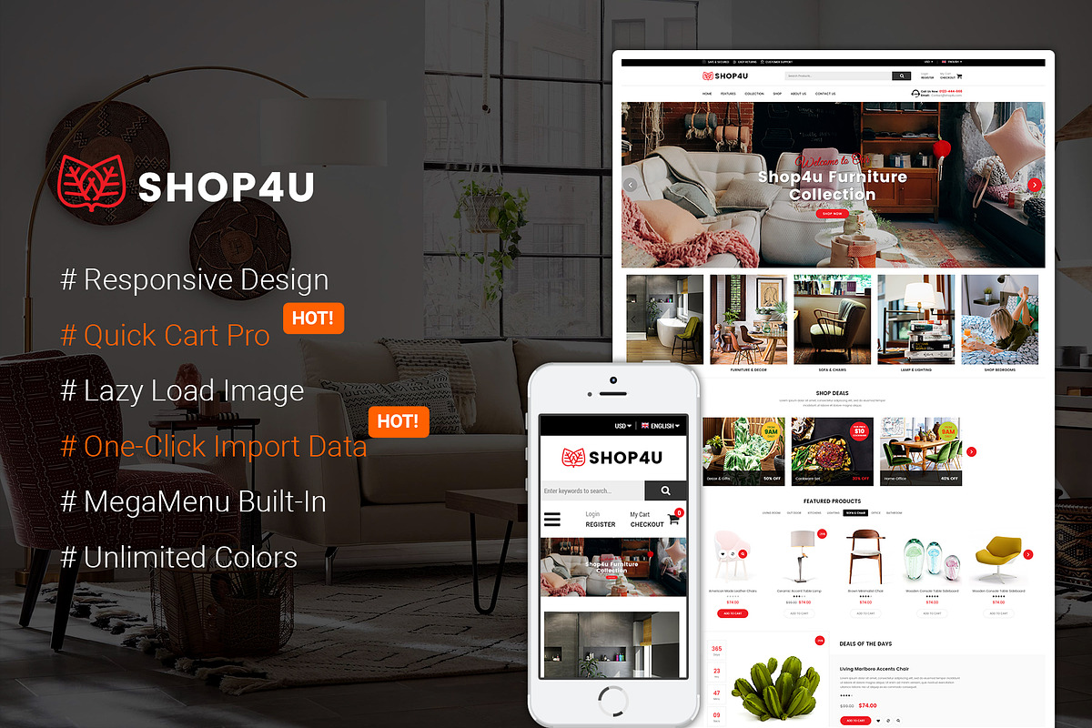 SM Shop4U - Magento 2 Theme in Magento Themes - product preview 4