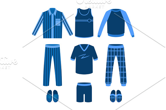 A Set Of Men's Pajamas For Sleep Parties Holidays Vector Illustration