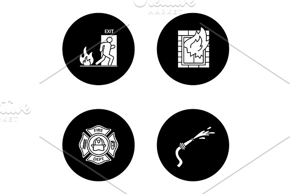 Firefighting Glyph Icons Set