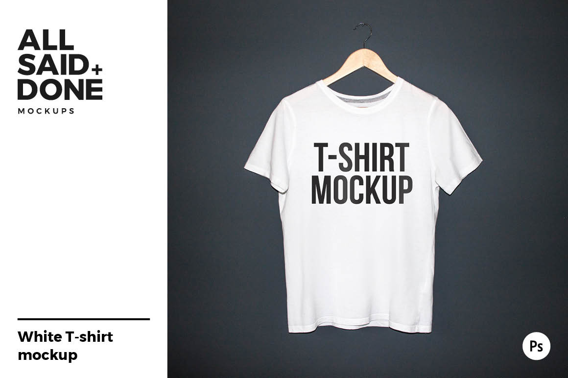 Download White t-shirt mockup on grey wall ~ Product Mockups ...
