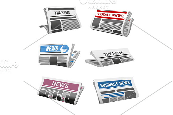 Newspaper Daily News Vector Isolated Icons