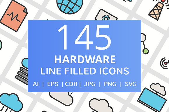 145 Hardware Filled Line Icons