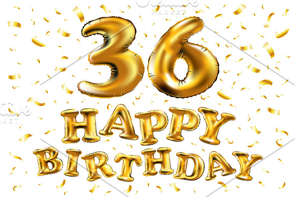 Happy Birthday 36 Golden Balloon