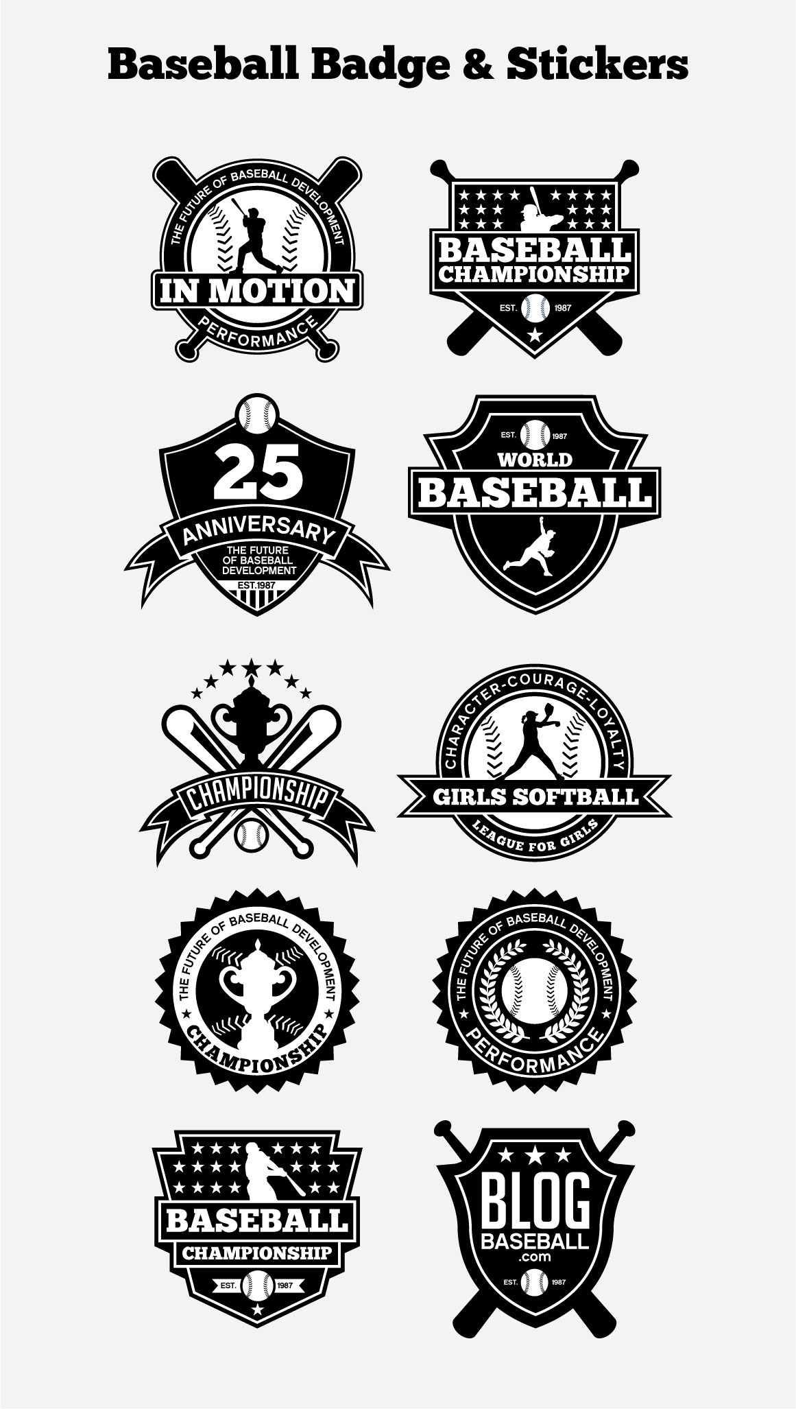 Baseball Badge & Stickers Vol1 ~ Logo Templates ~ Creative Market