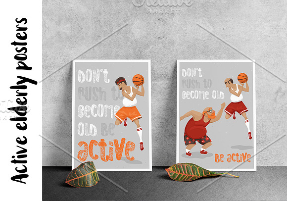 Active Elderly Posters Basketball