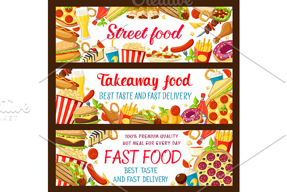 Fast Food Restaurant And Street Cafe Banner Design