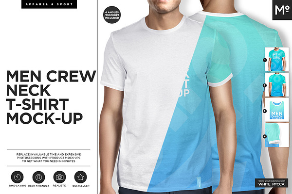 Download Men Crew Neck T-shirt Mock-ups Set PSD Template - Free ...