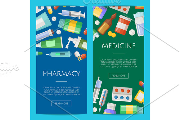 Vector Pharmacy Or Medicines Vertical Banner Templates