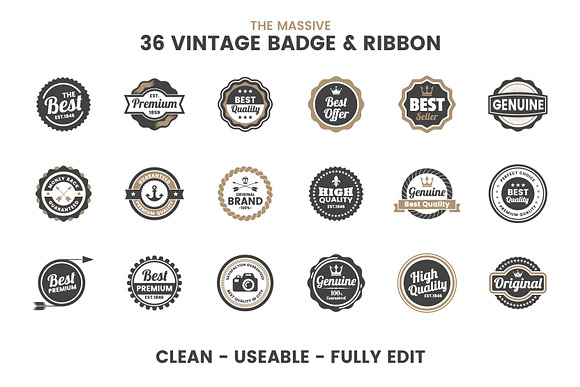 36 VINTAGE BADGE & RIBBON Vol.4 in Logo Templates - product preview 2