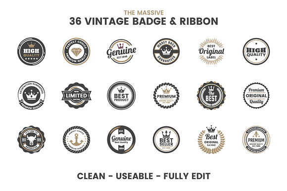 36 VINTAGE BADGE & RIBBON Vol.4 in Logo Templates - product preview 3