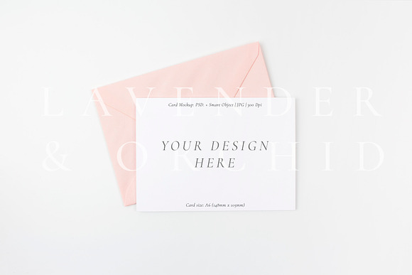 Download A6 Card mockup with blush envelope