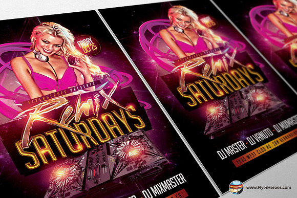 Remix Saturdays Flyer Template in Flyer Templates - product preview 3