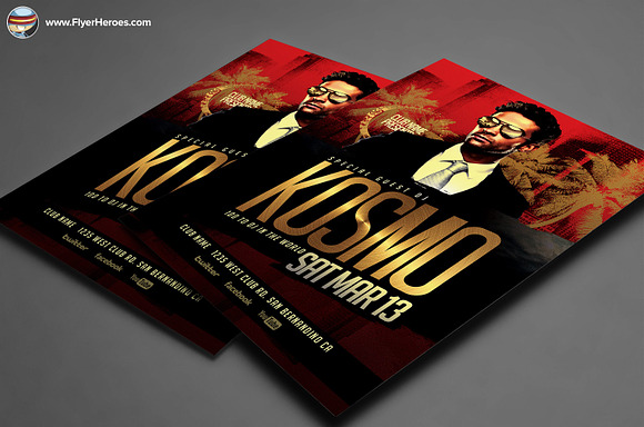 Kosmo DJ PSD Flyer Template in Flyer Templates - product preview 1