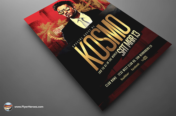 Kosmo DJ PSD Flyer Template in Flyer Templates - product preview 2