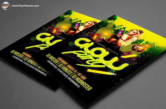 Glow / Neon Party Flyer Template in Flyer Templates - product preview 1