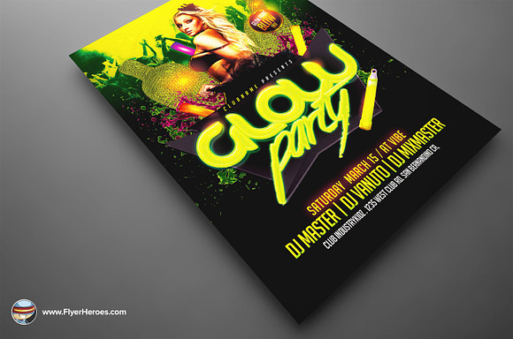 Glow / Neon Party Flyer Template in Flyer Templates - product preview 2