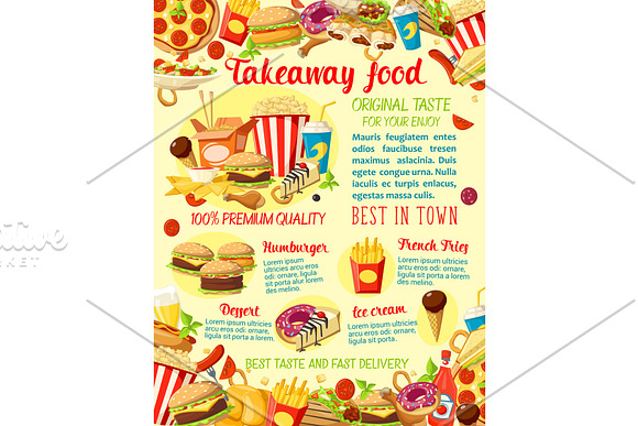 Vector Takeaway Fast Food Restaurant Menu Poster
