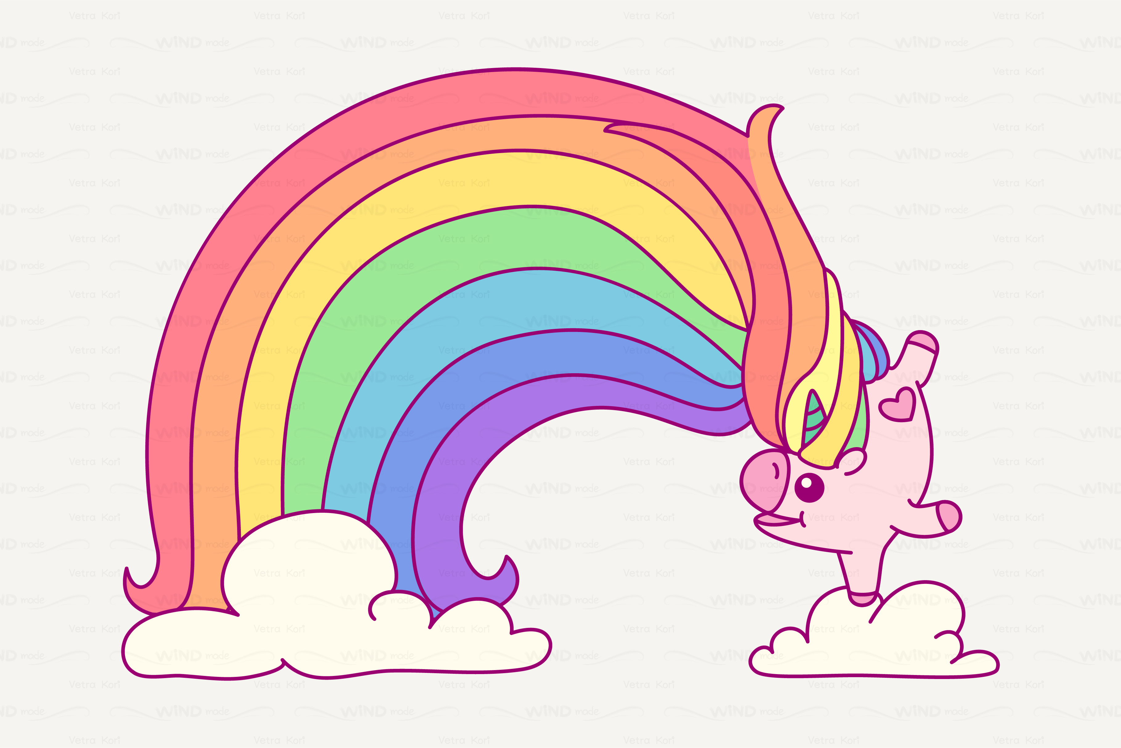   vector Cute rainbow unicorn  Graphic Patterns 