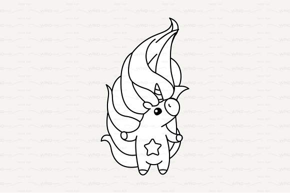Vector Cute Outline Unicorn