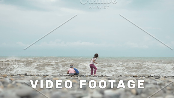 Children Plays With High Waves Of Sea Batumi Georgia