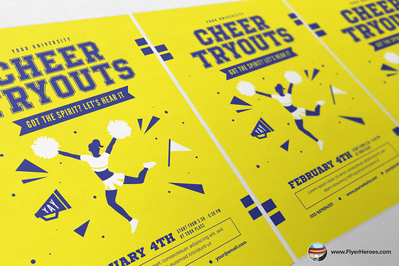 Cheer Tryouts Flyer Template in Flyer Templates - product preview 3
