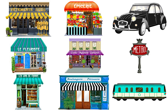 Paris Boutiques & Landmarks ClipArt in Illustrations - product preview 2