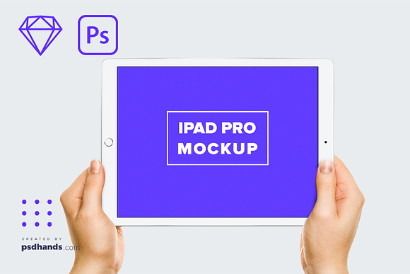 Download iPad in Hands mockup Front View
