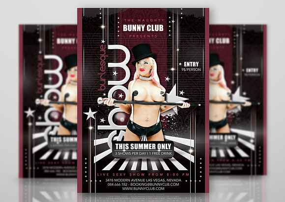 Sexy Burlesque Show In Club in Flyer Templates