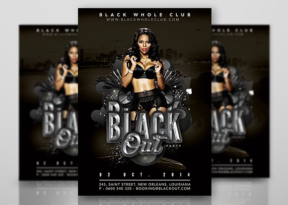 Black Out Party In Whole Black Club in Flyer Templates