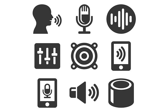 Voice Smart Devices Icons Set