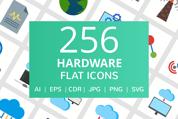 255 Hardware Flat Icons