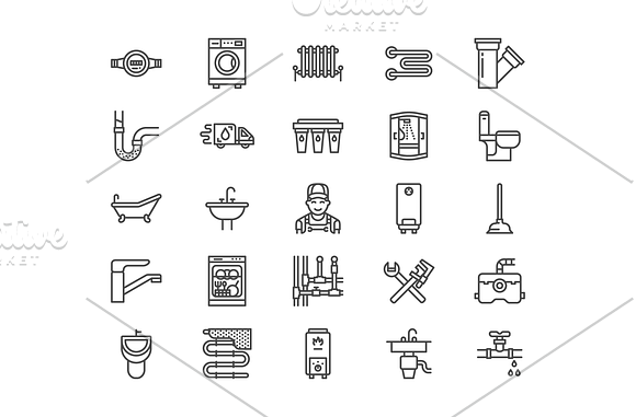 Plumbing Service Line Icons