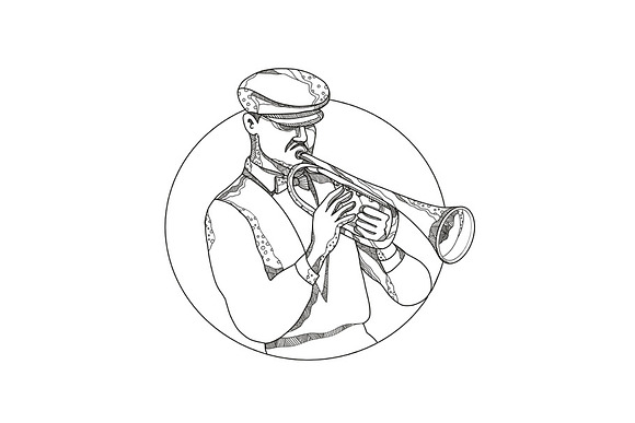 Jazz Musician Playing Trumpet Doodle