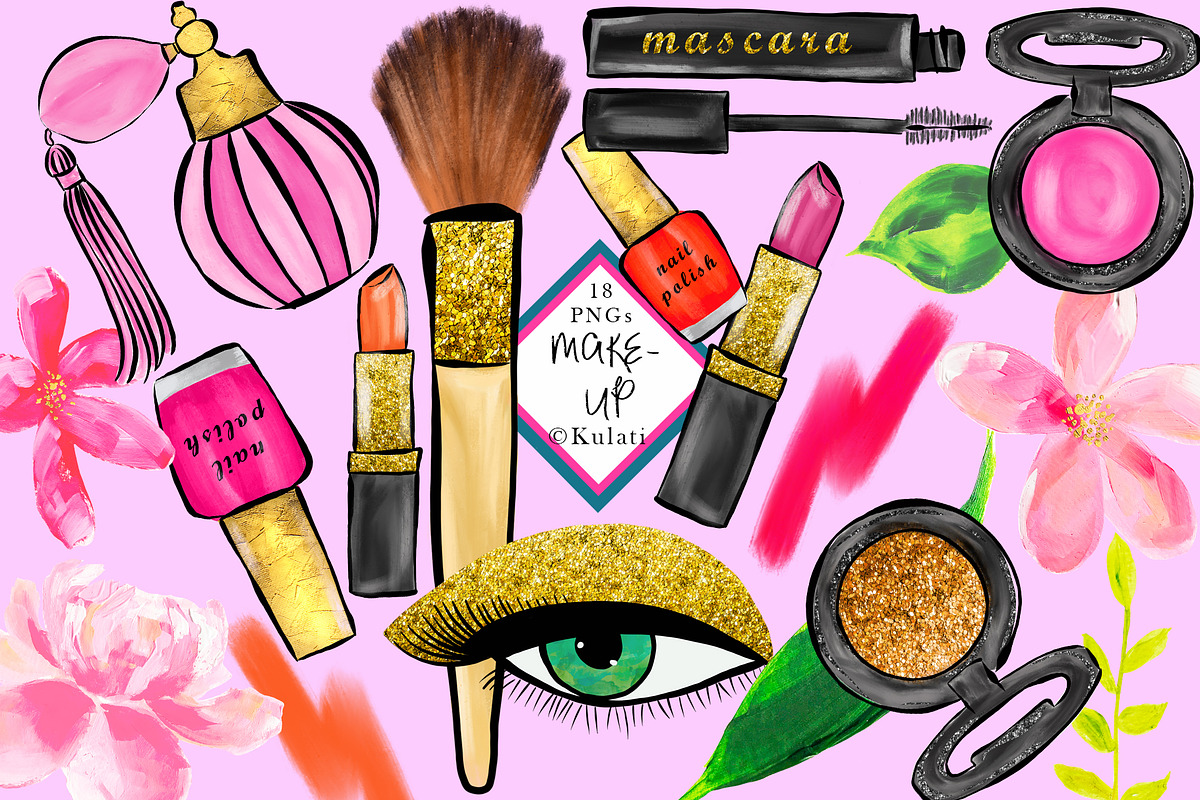 Makeup Vector Background, Makeup Clipart, Valentines Gift 