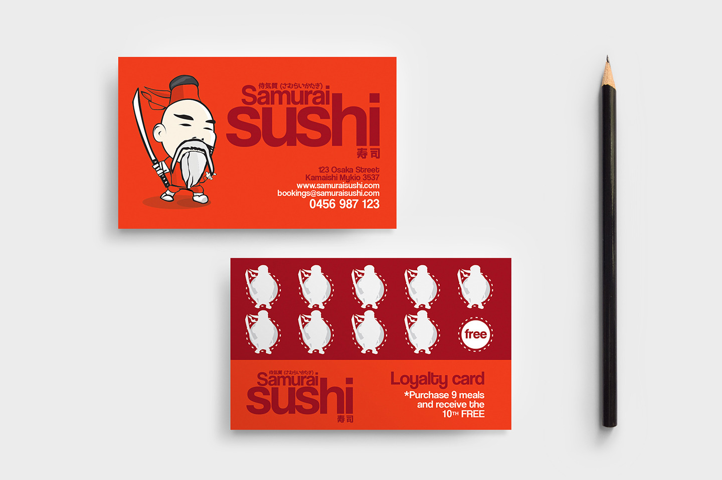 Sushi Restaurant Loyalty Card ~ Business Card Templates 
