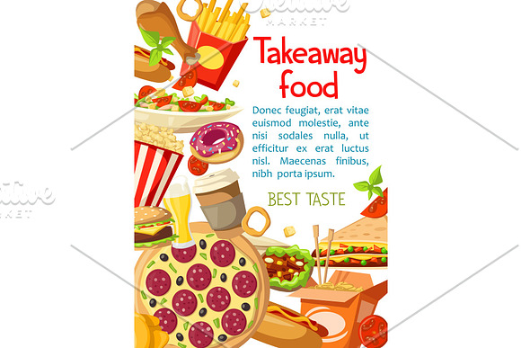 Vector Takeaway Fastfood Meals Poster