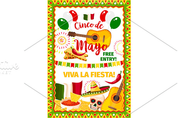 Cinco De Mayo Fiesta Mexican Vector Greeting Card