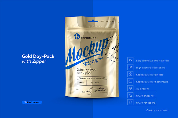 Download Gold Doy-Pack With Zipper