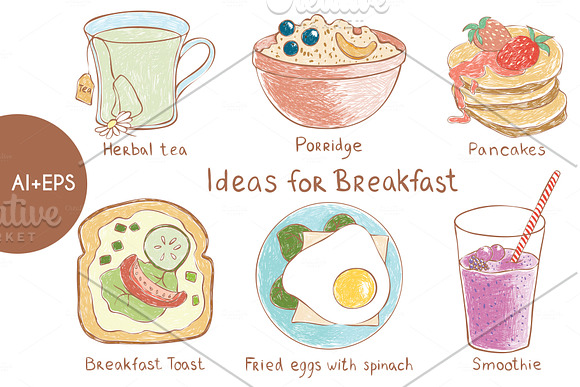 Vector Set Of Ideas For Breakfast