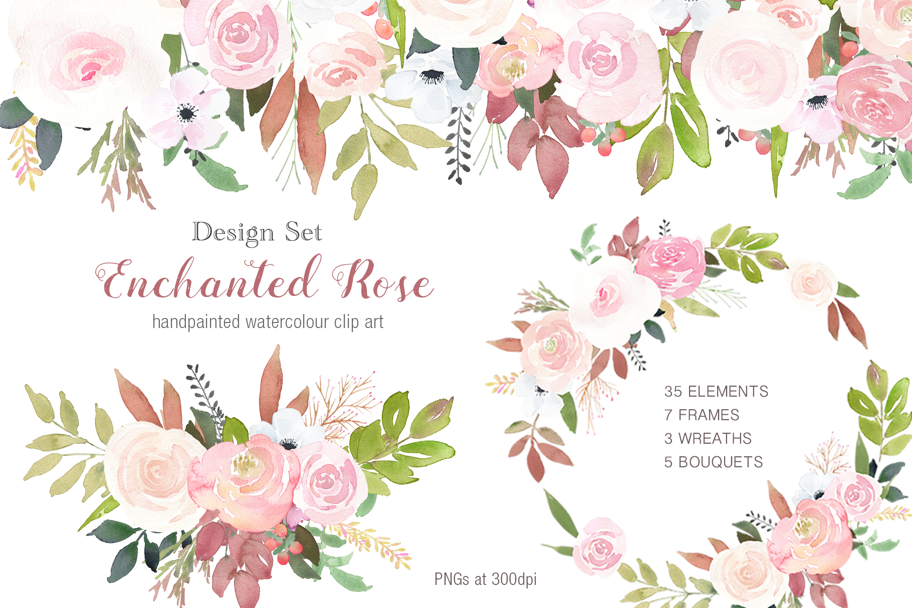 Enchanted Rose Clip Art Design Set ~ Illustrations ...