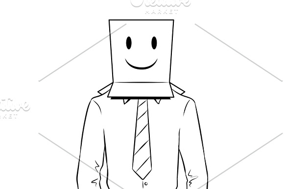 Man With Box Happy Emoji On Head Coloring Vector