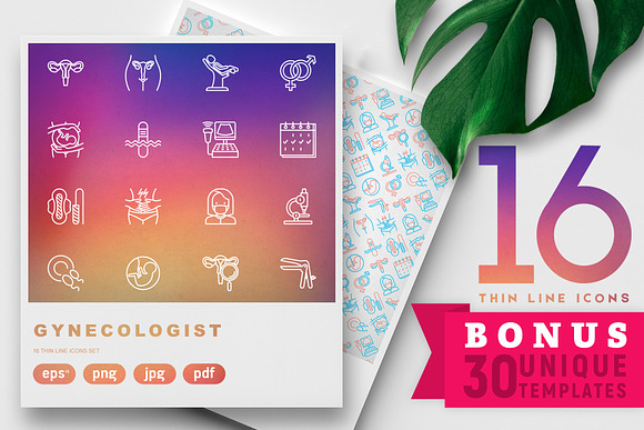 Gynecologist Icons Set 30 Template