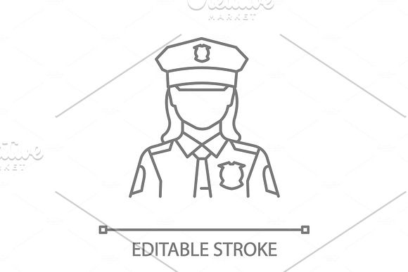 Policewoman Linear Icon