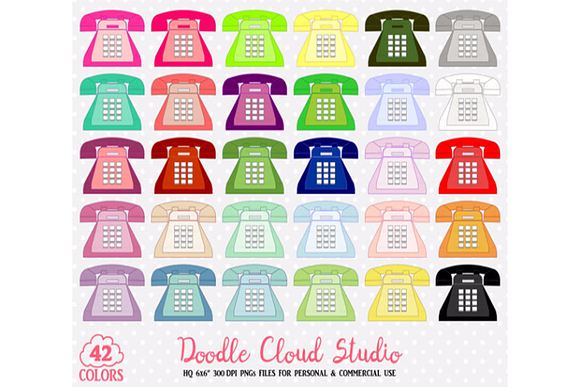 42 Colorful Telephone Clipart Retro