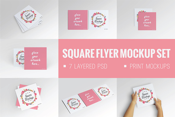 Free Square Flyer Mock-Up Set
