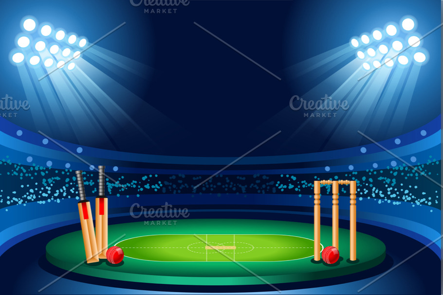 Cricket stadium vector background ~ Illustrations ~ Creative Market