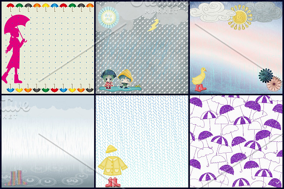 Rainy Days Digital Papers in Illustrations - product preview 2
