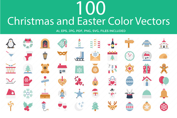 Christmas And Easter Color Vector Ic
